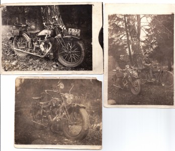 Набор фото со старинными мотоциклами.