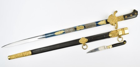 Кортик охотничий,  "Hirschfanger" (Олений нож), с ножнами и Никером, вторая половина 19 века, Германия.