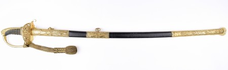 Сабля гражданская, подарочная, с ножнами и темляком (предположительно Охотничьего общества), Швеция, конец 19-го века.
