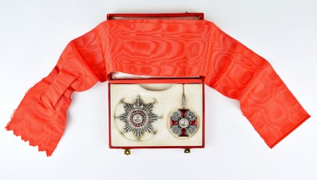 Комплект знаков ордена Святого Александра Невского с бриллиантами