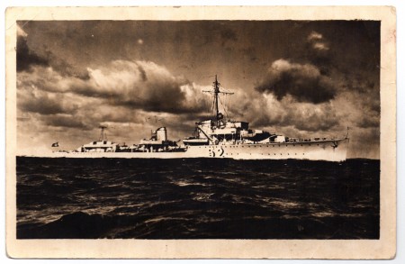Фото-открытка с кораблем военно-морских сил Германии.