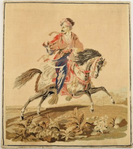 Вышитая картина "Тюркский всадник на коне".