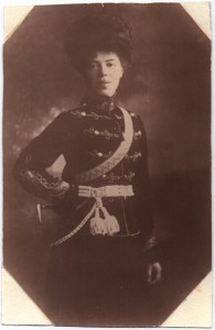 Фото-открытка ЕИ Выс. Великой Княгини Ольги Александровны, сестры Государя Николая II в форме 12-го Гусарского Ахтырского полка.