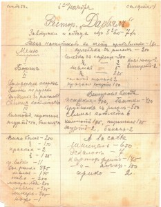 Рукописное меню с 21-й встречи бывших кадет Первого кадетского корпуса, с автографами, 6 ноября 1926 г., Париж, эмиграция.