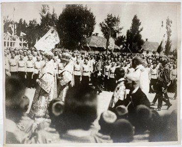 Фото "Полтавские торжества", государь Николай II перед стоем кадет, 1909 г, Российская Империя.